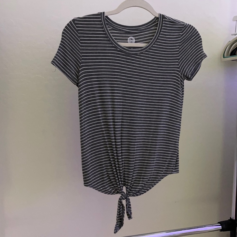 Grey and White Striped Tee